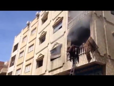 بالفيديو نشوب حريق في أحد المنازل