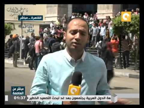 الصحافيون يتظاهرون تنديدًا بتعرض النقابة للاعتداء