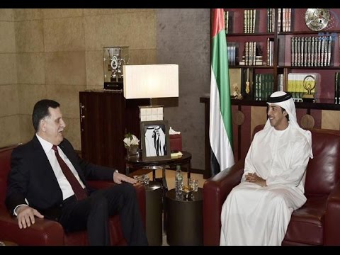 منصور بن زايد يستقبل رئيس المجلس الرئاسي لحكومة الوفاق الوطني في ليبيا