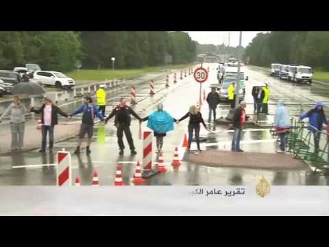 بالفيديو شاهد مظاهرات بألمانيا ضد إدارة أميركا عملياتها من بلادهم