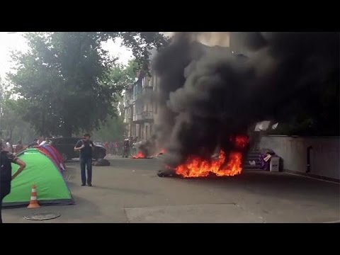 اندلاع حريق في محطة تلفزيونية اوكرانية