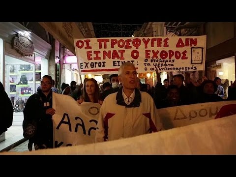 مظاهرات  في ليسبوس اليونانية ضد إغلاق الحدود الاوروبية