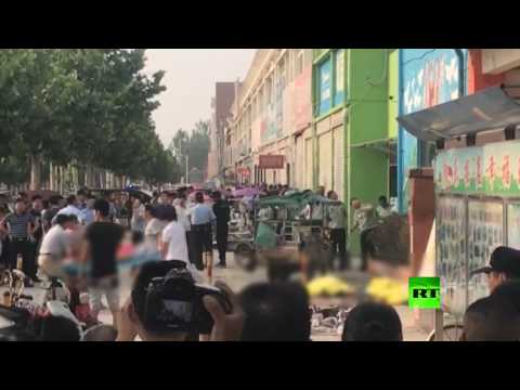 لحظة وقوع الانفجار في الصين