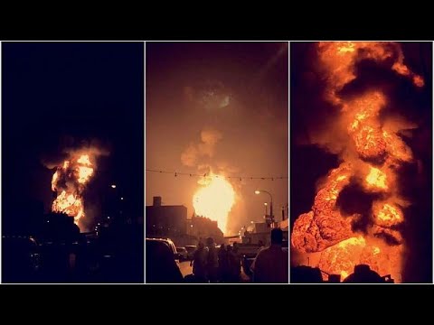 شاهد انفجار خط أنابيب نفط في البحرين
