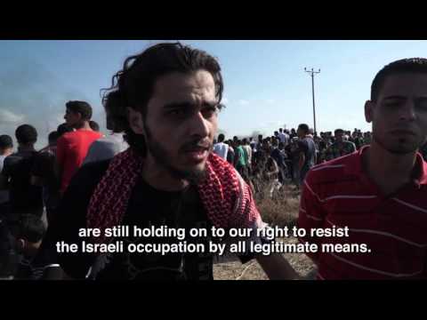 شاهد قوات الاحتلال تطلق النار على متظاهرين في غزة